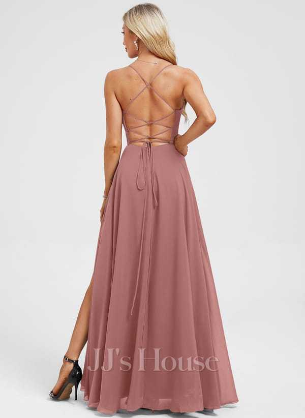 JJ's House Euridice Dark Navy V-Neck Pleated Chiffon Dress