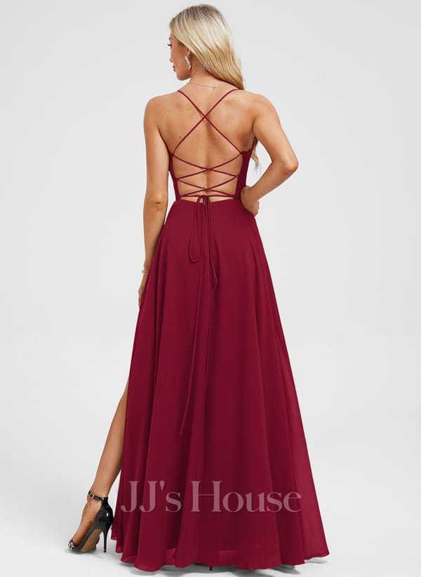 JJ's House Euridice Dark Navy V-Neck Pleated Chiffon Dress
