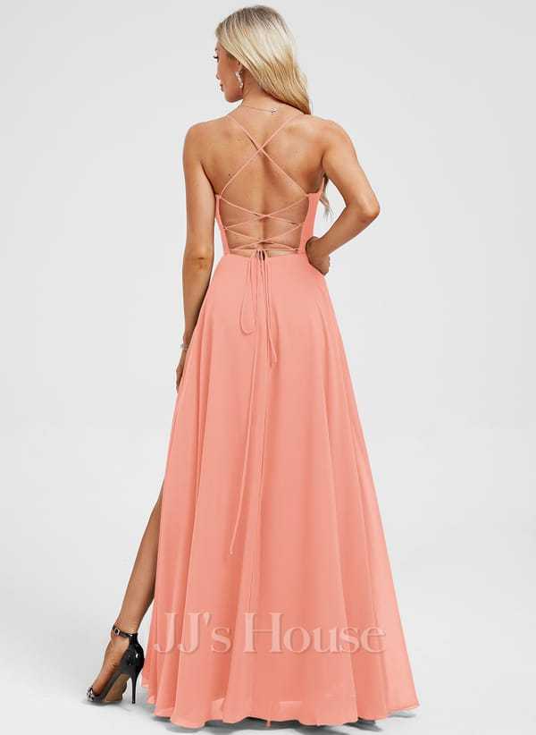 JJ's House Euridice Dark Navy V-Neck Pleated Chiffon Dress