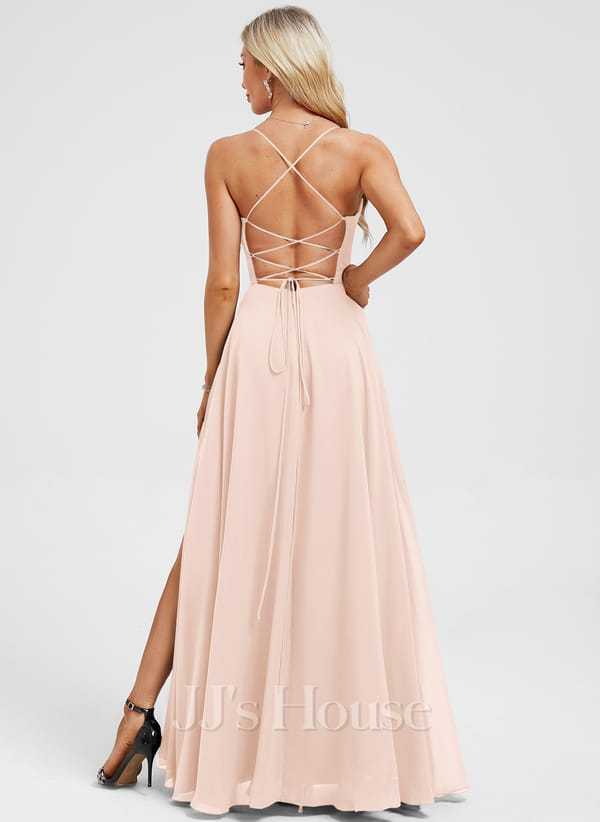 JJ's House Euridice Dark Navy V-Neck Pleated Chiffon Dress