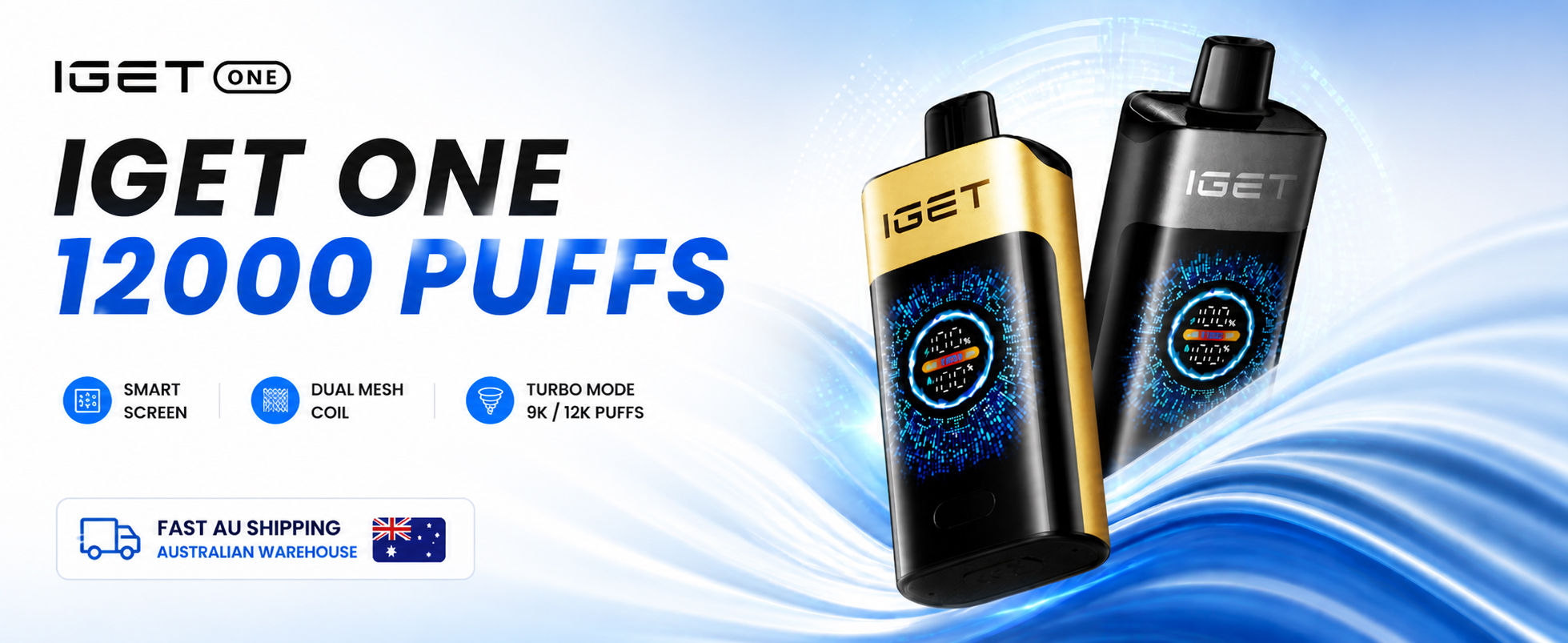 IGET ONE 12000 Puffs Australia disposable vape smart screen dual mesh