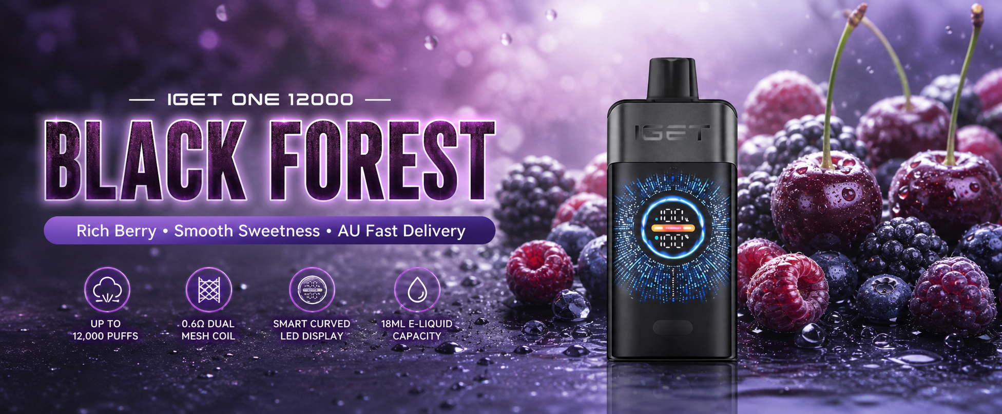 Black Forest Vape Australia IGET ONE 12000 rich berry disposable vape