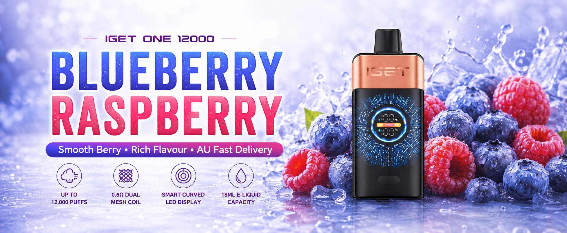 Blueberry Raspberry Vape Australia IGET ONE 12000 smooth berry disposable vape