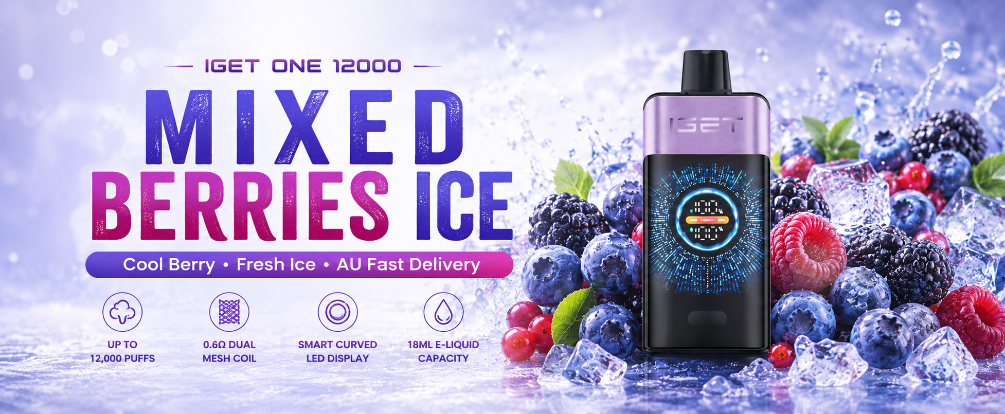Mixed Berries Ice Vape Australia IGET ONE 12000 cool berry disposable vape