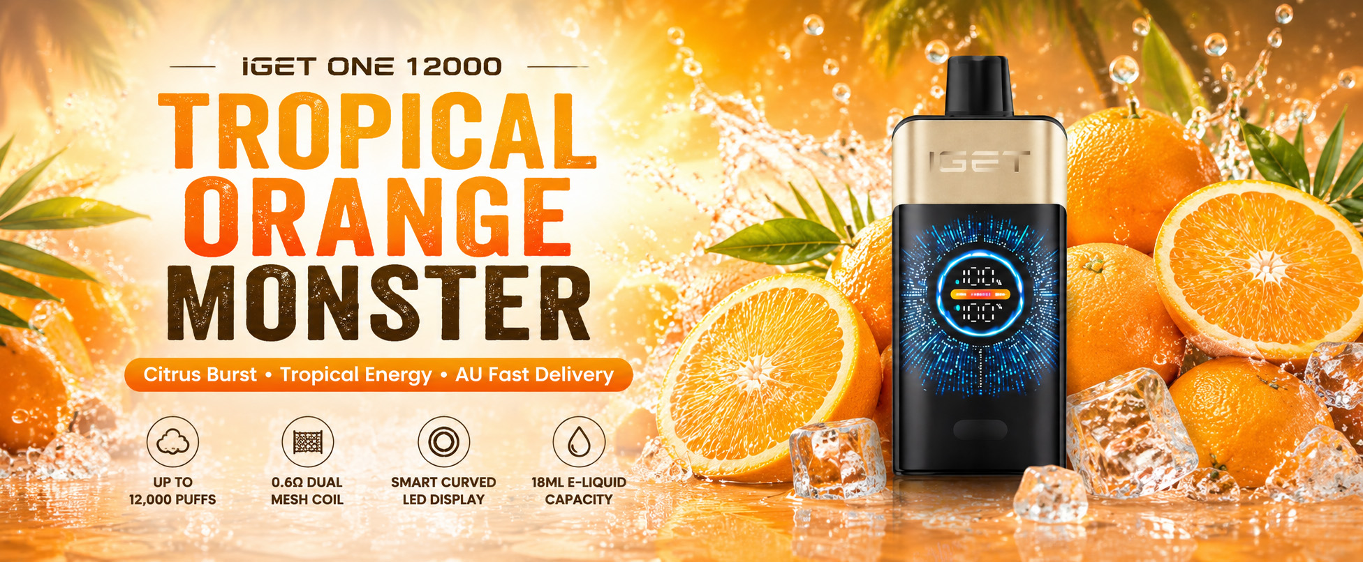 Tropical Orange Monster Vape Australia IGET ONE 12000 citrus disposable vape