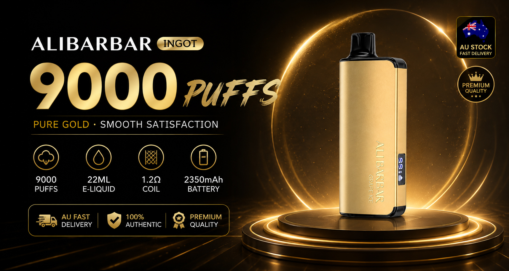 Alibarbar Ingot 9000 Puffs Disposable Vape Australia Banner