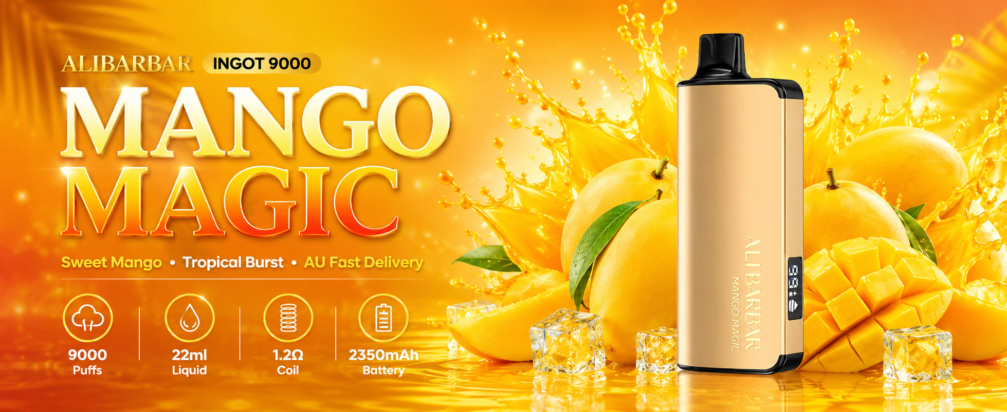Mango Magic Vape Australia | ALIBARBAR Ingot 9000 Puffs Banner
