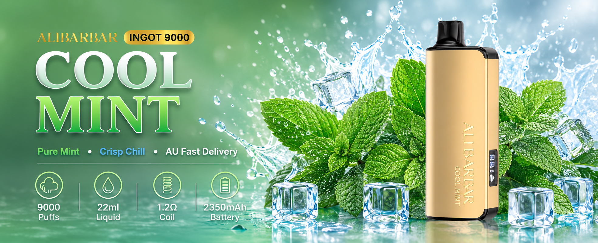 Cool Mint Vape Australia | ALIBARBAR Ingot 9000 Puffs Banner