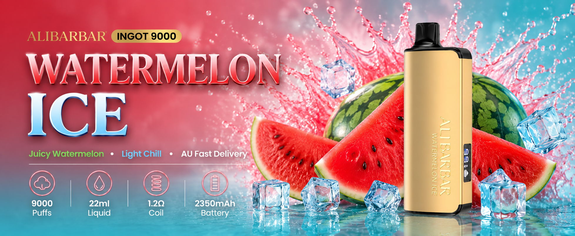 Watermelon Ice Vape Australia | ALIBARBAR Ingot 9000 Puffs Banner