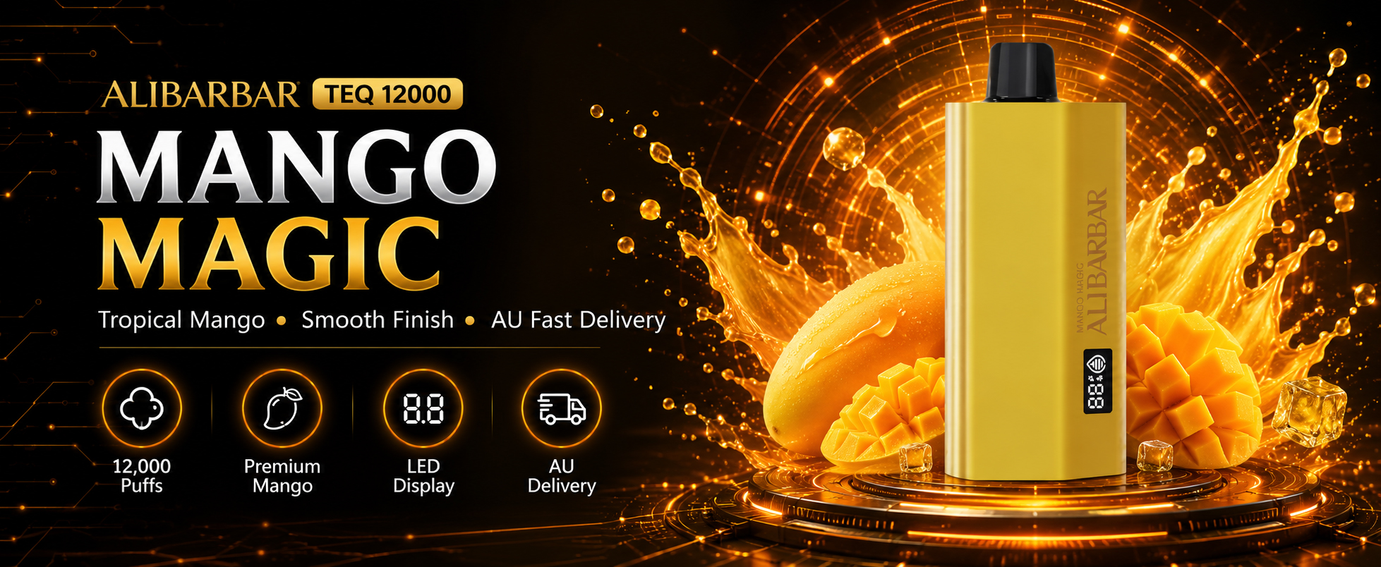 Mango Magic Vape Australia | ALIBARBAR TEQ 12000 Puffs Premium Mango Disposable