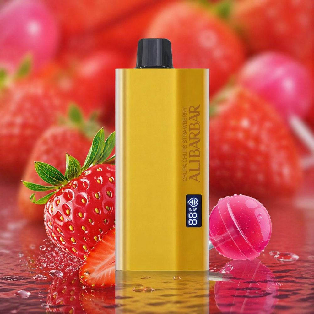 Chupa Chups Strawberry Vape | ALIBARBAR TEQ 12000 Puffs Candy Strawberry Disposable Vape Australia