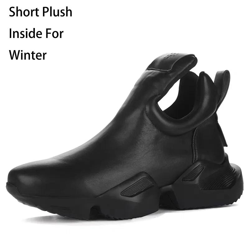 Spring Autumn Men Full Grain Leather Ankle Short Boots Male High-top Casual Genuine Leather Sneakers Winter Brand Shoes 200113