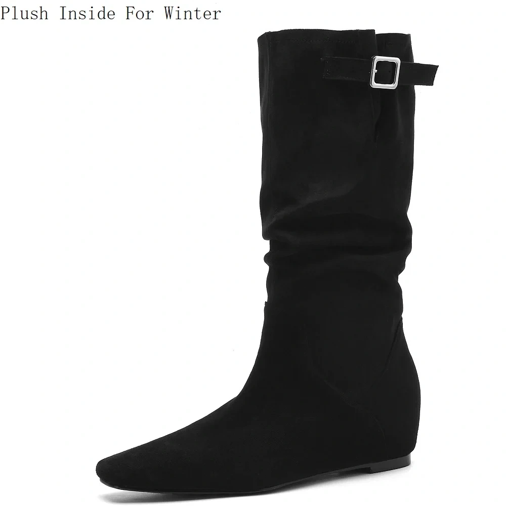 Women's Ankle 2025 Autumn Winter New Minimalist Round Toe Matte Leather Belt Buckle Mellow Comfortable Versatile Boots 51107