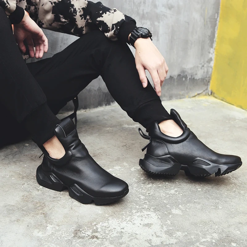 Spring Autumn Men Full Grain Leather Ankle Short Boots Male High-top Casual Genuine Leather Sneakers Winter Brand Shoes 200113