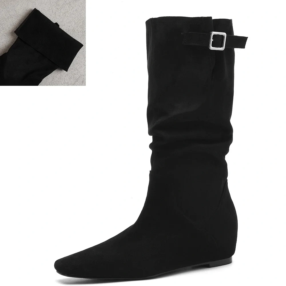 Women's Ankle 2025 Autumn Winter New Minimalist Round Toe Matte Leather Belt Buckle Mellow Comfortable Versatile Boots 51107
