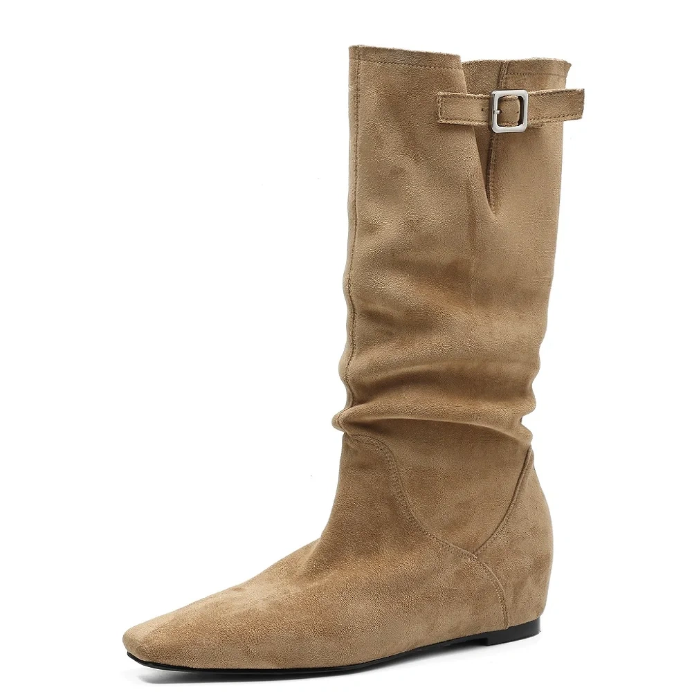 Women's Ankle 2025 Autumn Winter New Minimalist Round Toe Matte Leather Belt Buckle Mellow Comfortable Versatile Boots 51107