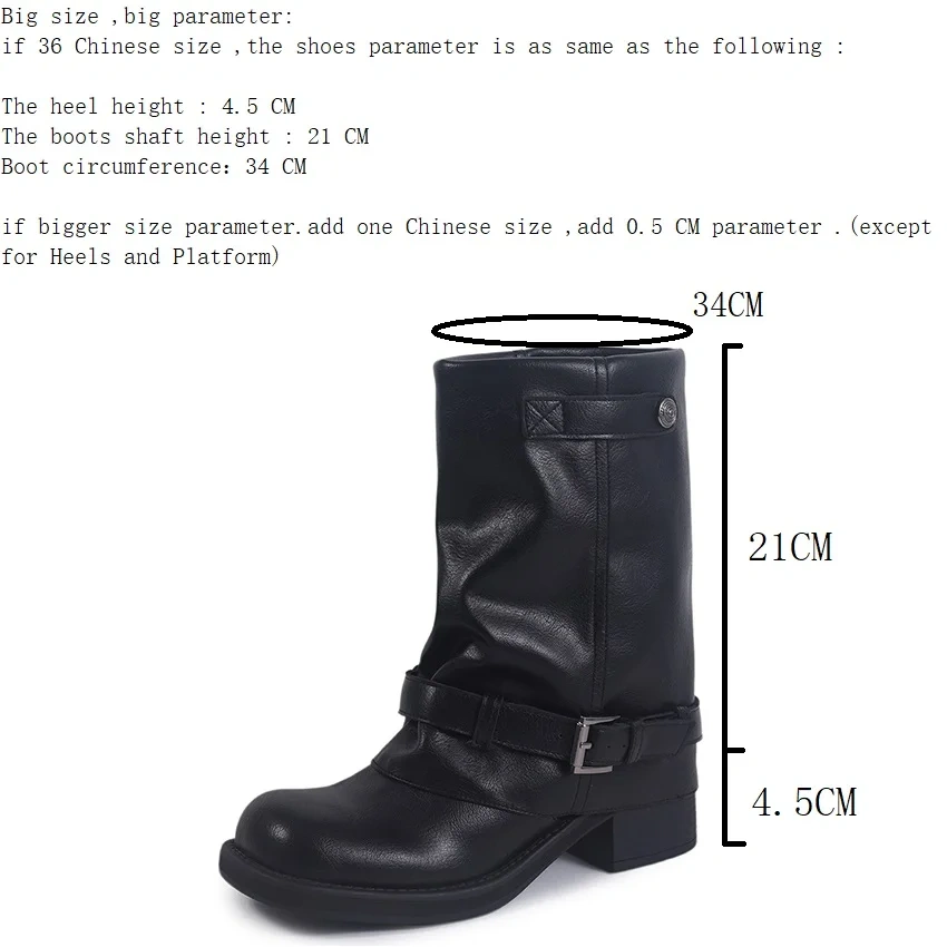 Unique Hot Girl Biker Boots Autumn Winter New Retro British Style 4.5 CM Block Heel Genuine Leather Buckle Ankle Boots 51108