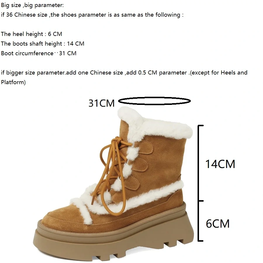 Winter New Women's Genuine Leather Snow Boots Matte Round Toe Lamb Wool Fleece-Lined Warm Lace-Up Casual Non-Slip Boots 51121