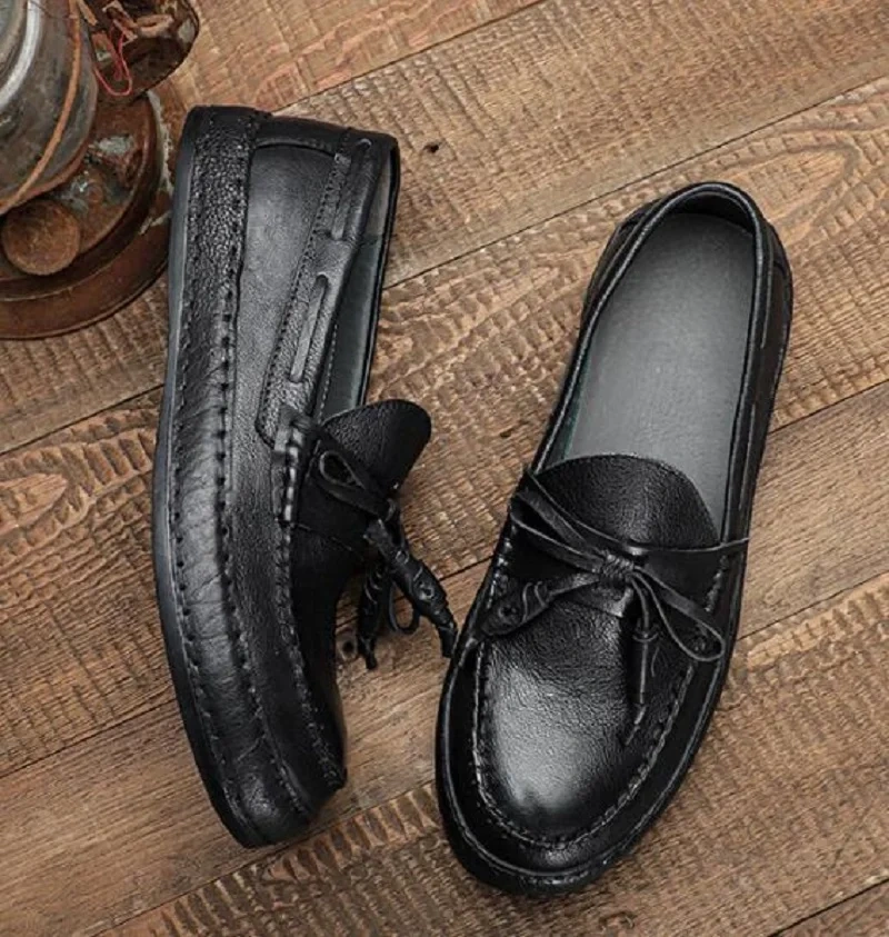 Spring Summer Men Brown Fashion British Style Round Toe Shoes New Arrival Full Grain Leather Breathable Shallow Mouth 230506