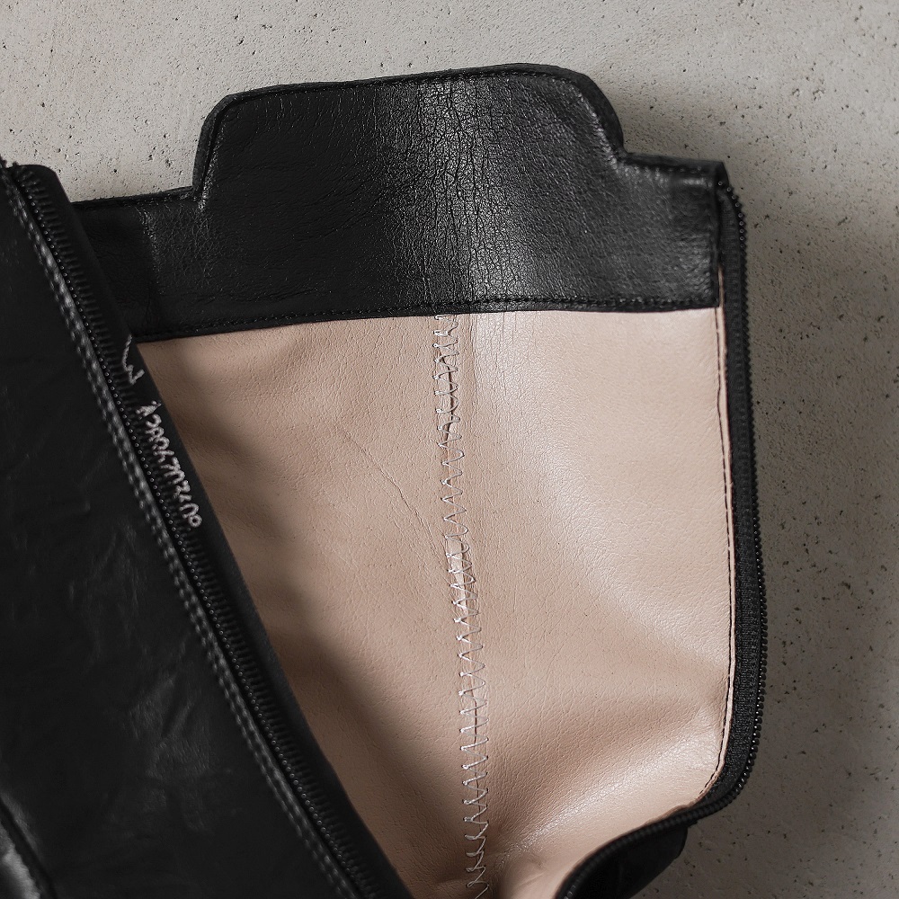 7CM Block Heel Leather Biker Boots Women's Zipper Platform British Retro Mid-Calf Boots 2025 Autumn Winter New Style 60114