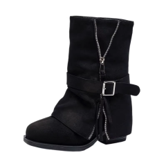 Suede Genuine Leather Black