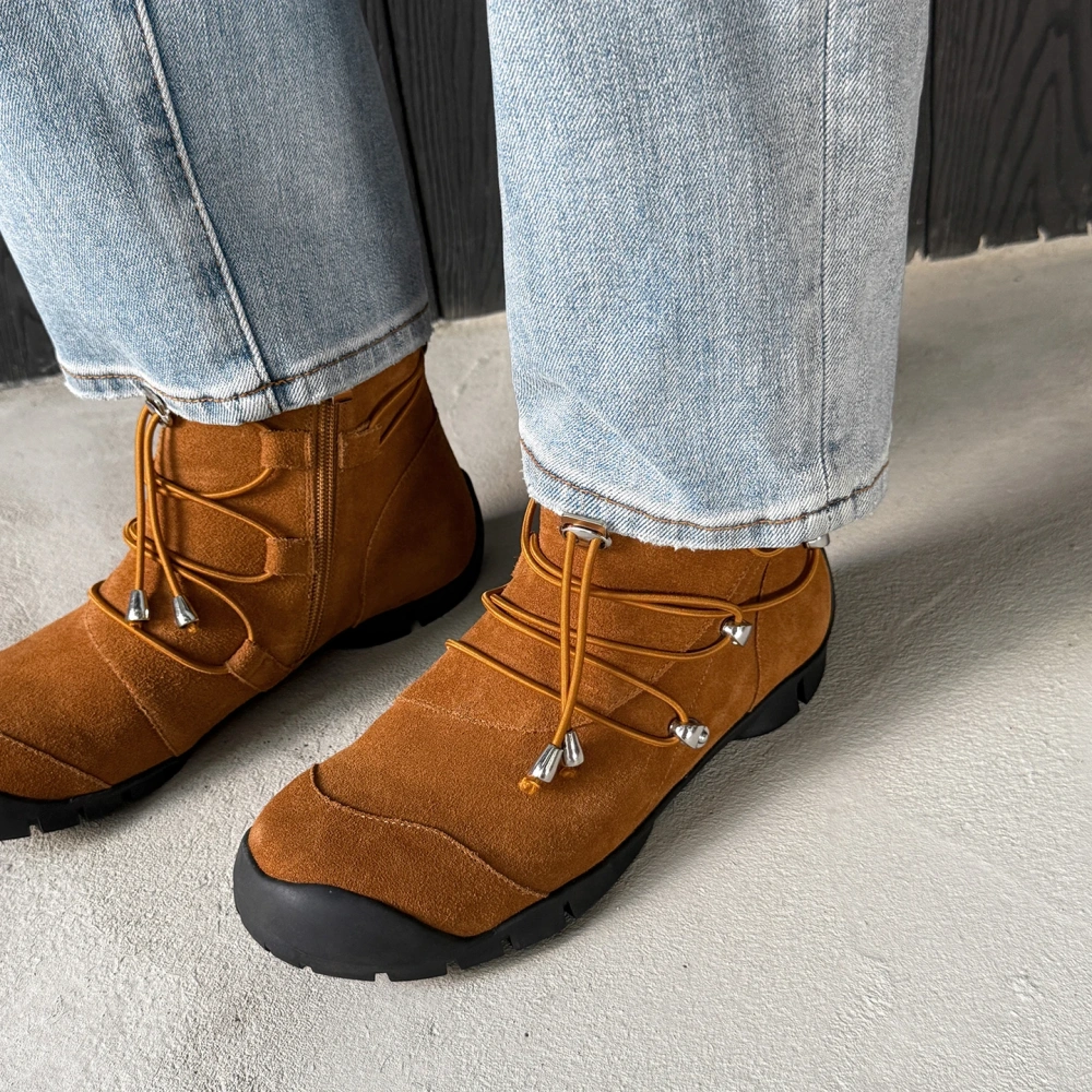 3CM Cool Casual Versatile Outdoor Cow Suede Lace-Up Round Toe Retro Hiking Shoes Soft Sole Shock Absorption Non-Slip Shoes 51111