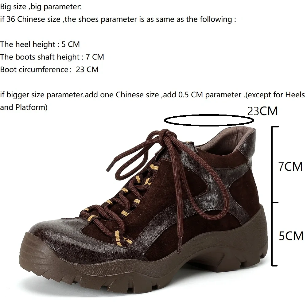 Women's New Retro Shoes Autumn Winter Genuine Leather Suede Patchwork Lace-Up Casual 5 CM Thick Sole Soft Versatile Fashion51105
