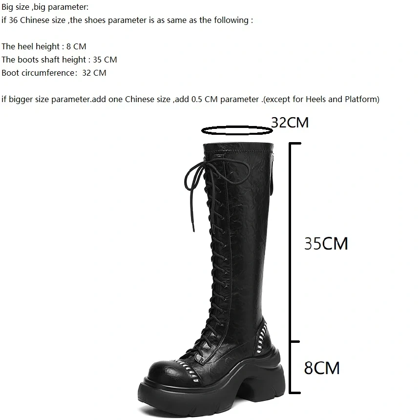 Lace Up Women's British Retro Motorcycle Boots 8 CM Square Heel Genuine Leather Rivet Platform 2025 Autumn Winter Back Zip 51031