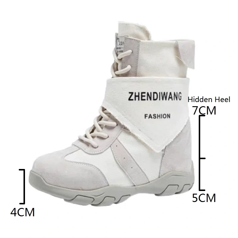 Women's Autumn New Style Suede 12CM Slim Inner Heightening Solid Color Lace-Up Simple & Casual Zipper Ankle Boots 50806