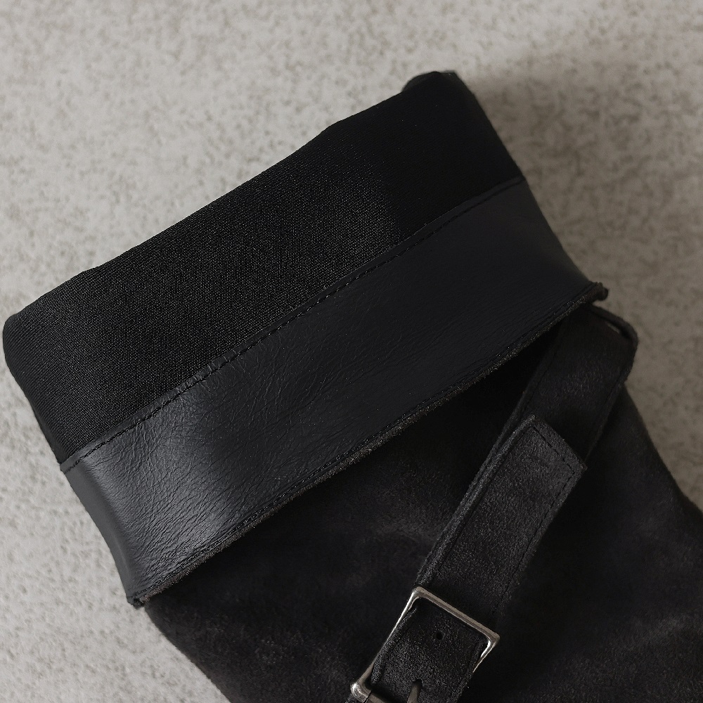 Slimming 4 CM Block Heel Belt Buckle Round Toe Genuine Leather Suede Knight Boots Versatile Vintage Mermaid Autumn Winter Warm Knee-High Boots 60121