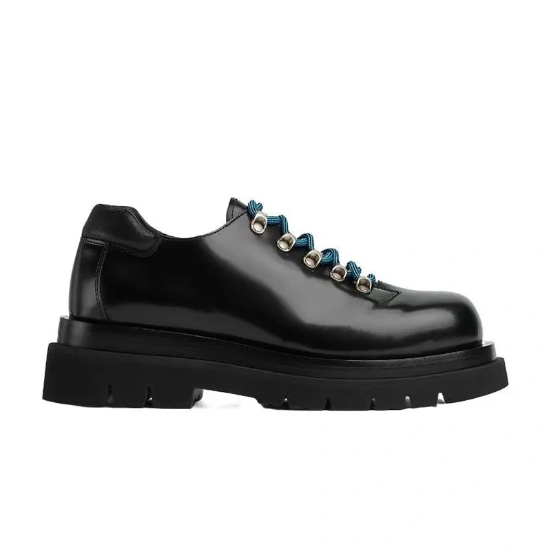 Spring Autumn New British Style Leisure Chunky Bottom Height Increasing Platform Sewing Genuine Leather Men Derby Sneakers Shoes