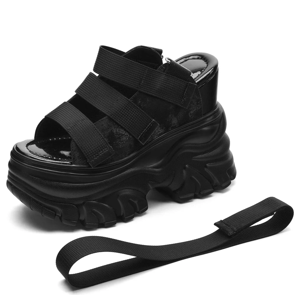 Women's Summer Fashion 14 CM Ultra High Wedge Heel Sandals Genuine Leather Gladiator Multi-Material Platform Sandals 50521