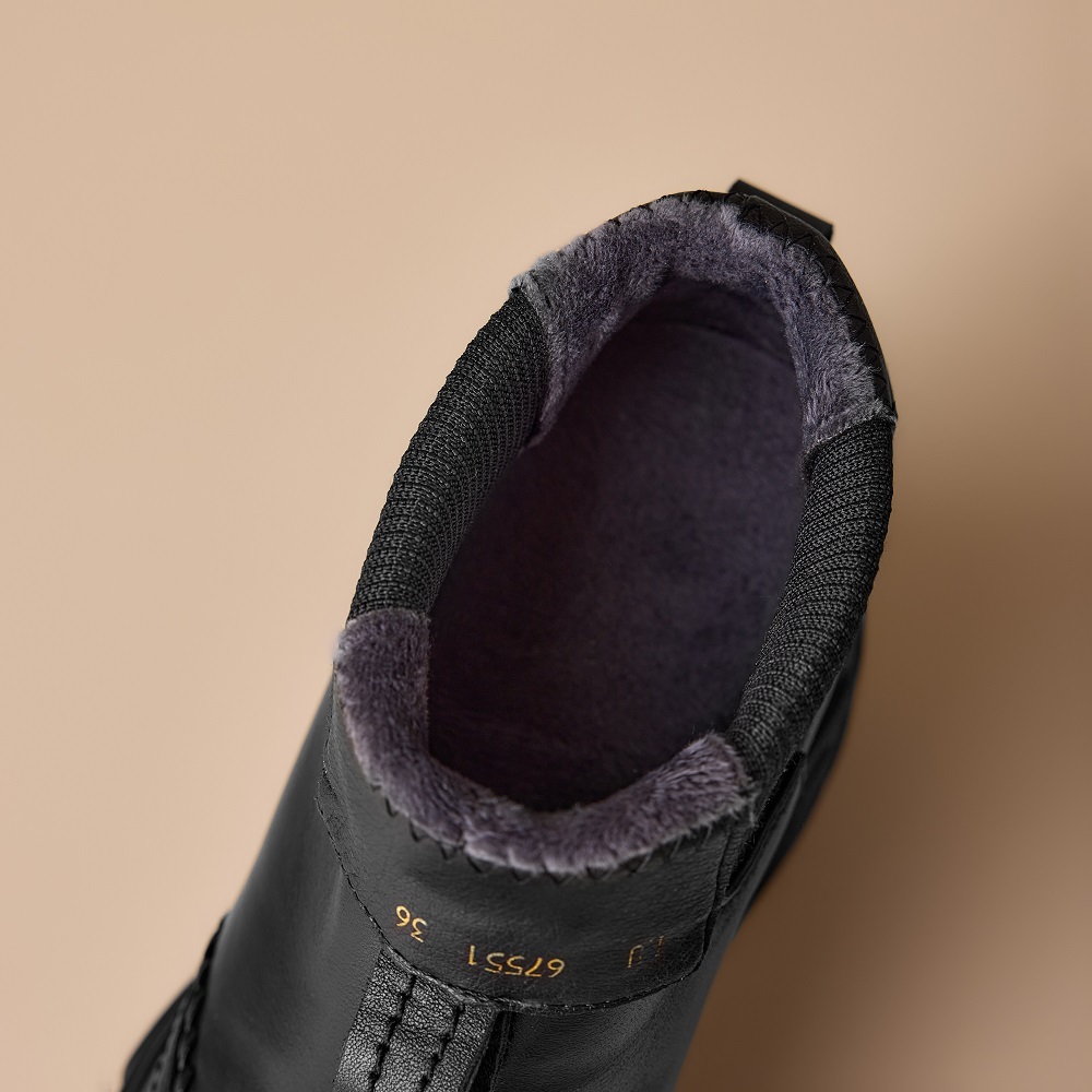 10 CM Block Heel Genuine Leather Round Toe Slip-On Casual Platform Minimalist British Style Autumn Winter Short Plush New Women's Versatile Ankle Boots 60121