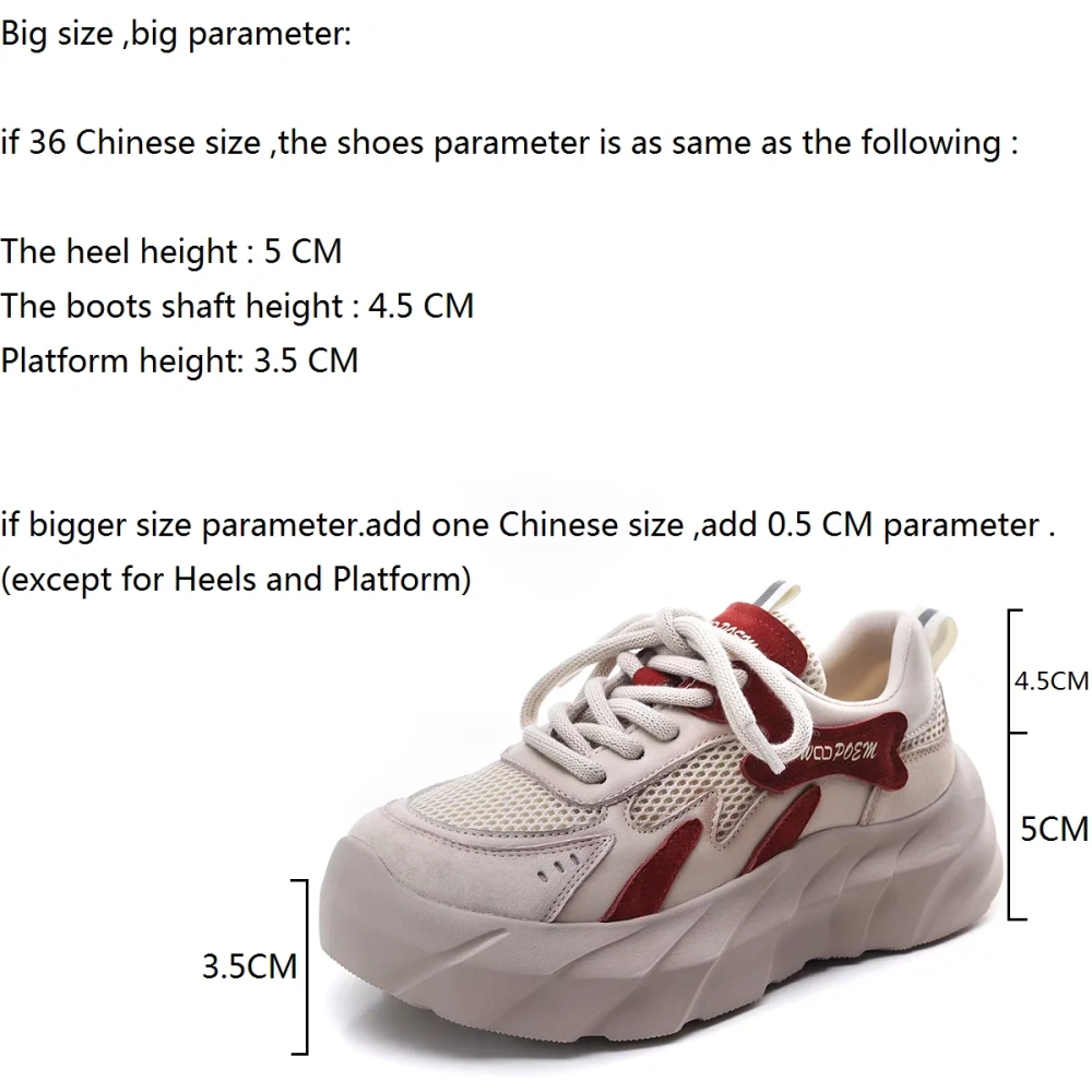 Women's Spring Summer Slim Fit 5 CM Thick Sole Genuine Leather & Mesh Patchwork Cross Lace-Up Casual Flat Shoes 50602