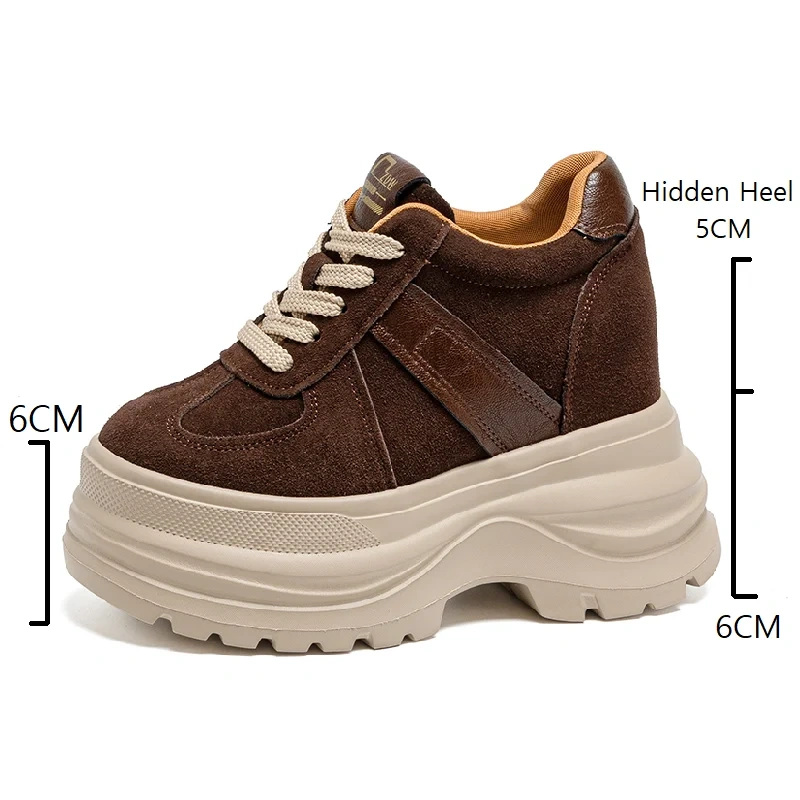 Ultra High Heel Cow Suede British Style Lace-Up Platform 2025 Autumn New 11 CM Thick Sole Women's Casual Concise Shoes 51015