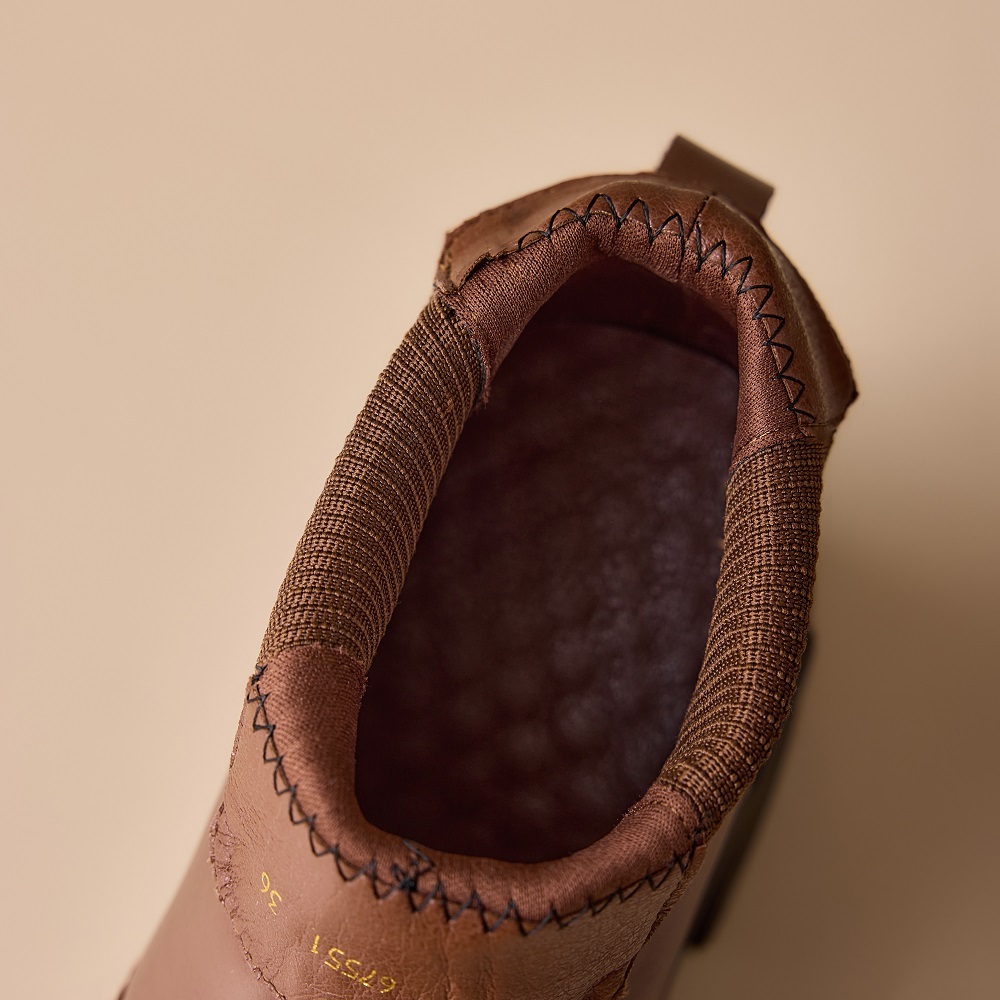10 CM Block Heel Genuine Leather Round Toe Slip-On Casual Platform Minimalist British Style Autumn Winter Short Plush New Women's Versatile Ankle Boots 60121