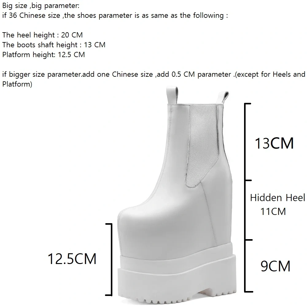 Genuine Leather Solid Color Platform Autumn Winter New Women's 20 CM Ultra High Heels Concise Elegant Boots 51016