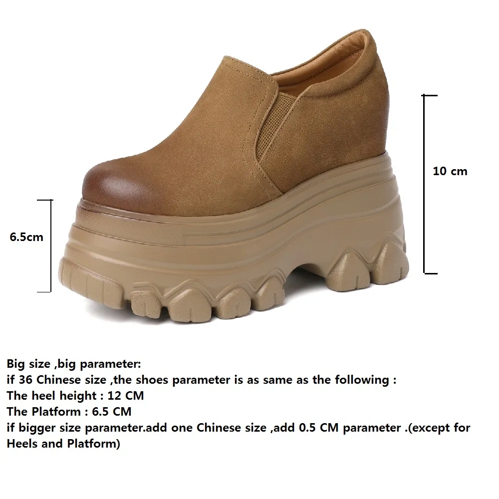 Spring Autumn New British Style Leisure Height Increasing Wedges Platform Slip-On Genuine Leather Women Casual Shoes Sneakers