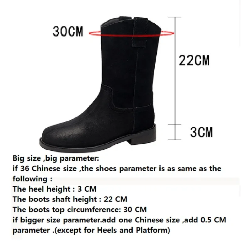 Spring Autumn New European America Style Retro Thick Heels Round Toe Sewing Genuine Leather Women Mid-Calf Half Western Boots