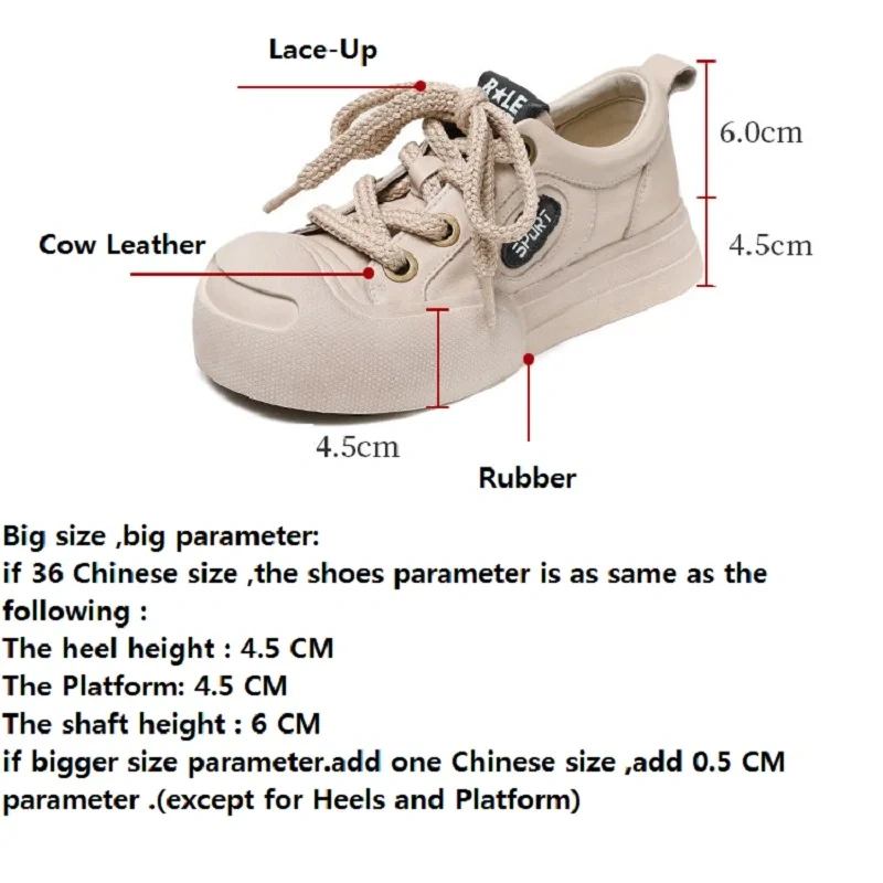 Spring Autumn New Korean Style Leisure Chunky Bottom Platform Lace-Up Genuine Leather Women Casual Board Shoes Ladies Flats 2401