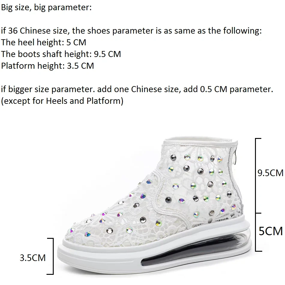 Women's Summer New Slim Fit 5 CM Heel Lace Genuine Leather Wedge Bling Crystals Zipper Platform Casual Shoes 50605