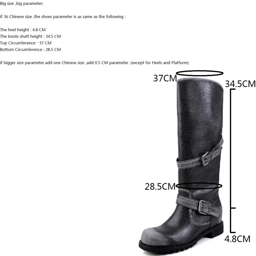 2025Women New Spring Autumn Burnished 4.8CM Square Heel Inner Heightening Genuine Leather Belt Buckle Retro Round Toe Boots50730