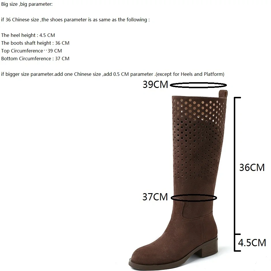 2025 New Women's Genuine Leather Cut Out Slim Fit 4.5CM Block Heel Round Toe Versatile Retro Slip-On knee High Boots 50722
