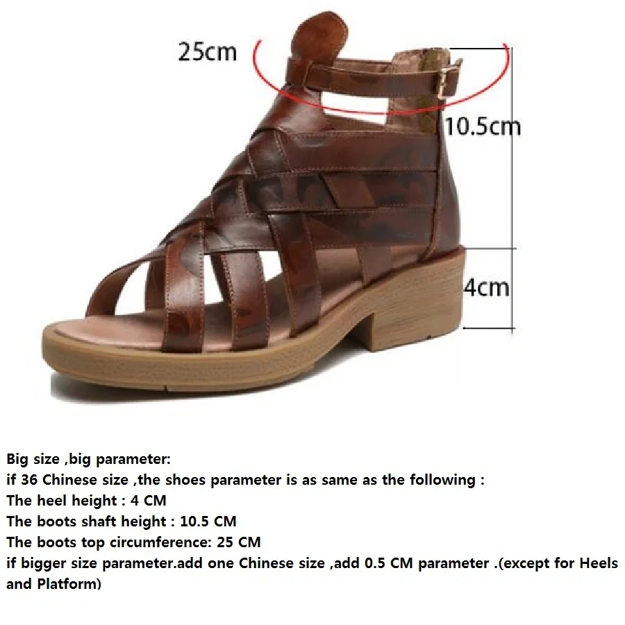 Summer New British Style Retro Thick Heels Peep Toe Narrow Band Cut Out Genuine Leather Women Ankle Short Gladiator Boots 2404