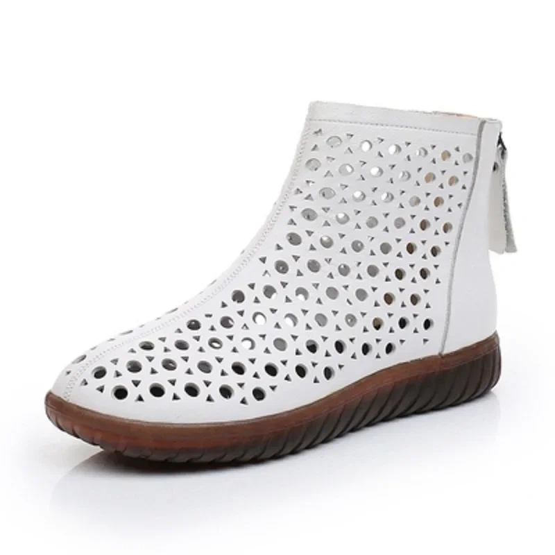 Summer Fashion Leisure Chunky Bottom Wedges Cut Out Sewing Plus Size 41 42 Genuine Leather Women Ankle Short Modern Boots 2303