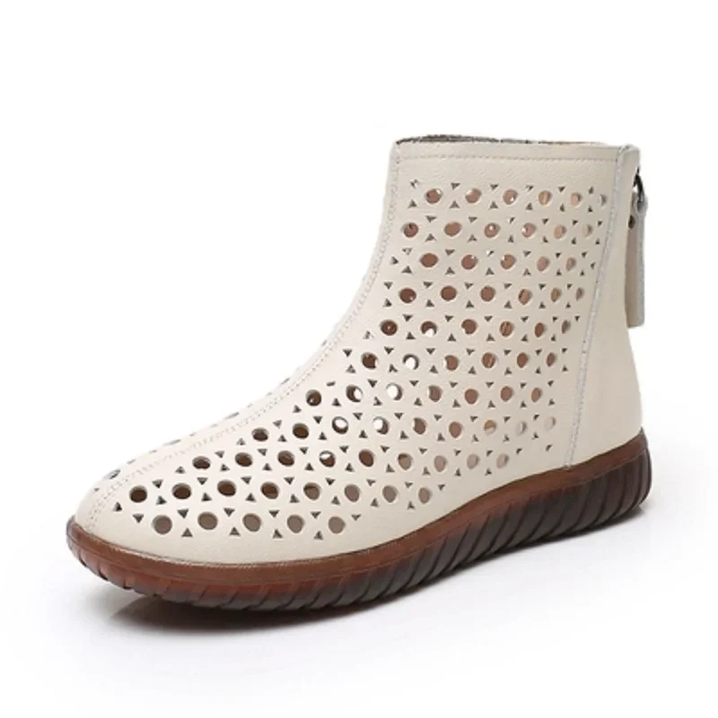 Summer Fashion Leisure Chunky Bottom Wedges Cut Out Sewing Plus Size 41 42 Genuine Leather Women Ankle Short Modern Boots 2303