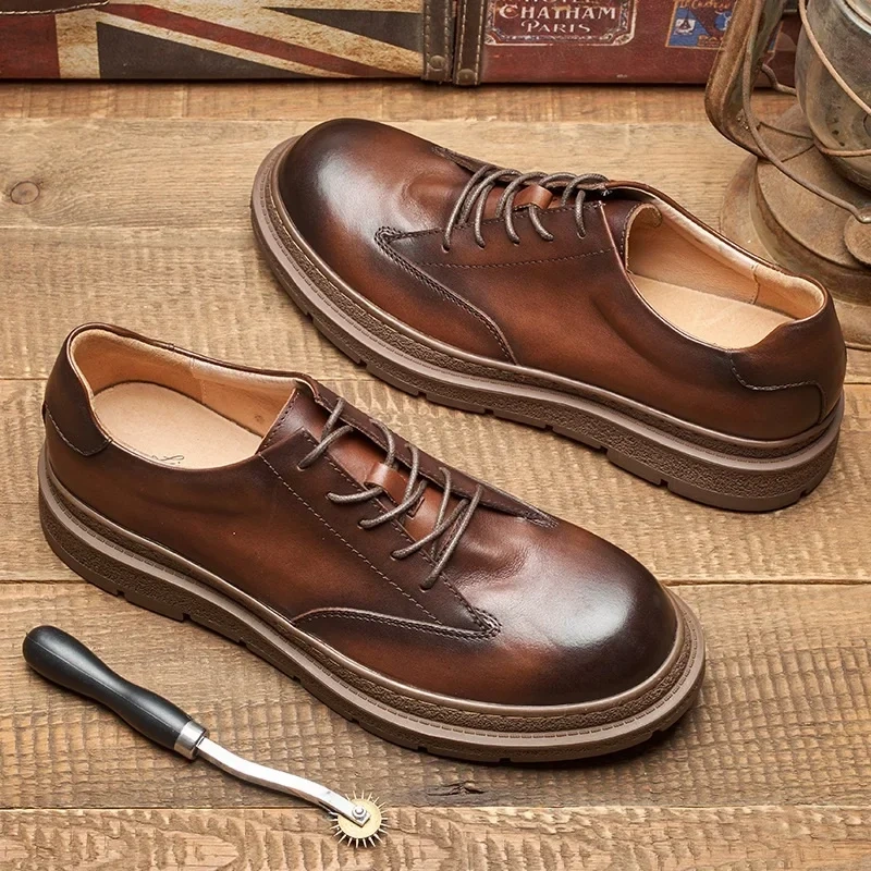 Spring Summer Fashion Leisure British Style Chunky Bottom New Arrival Genuine Cow Leather Shallow Mouth Single Shoes 230510
