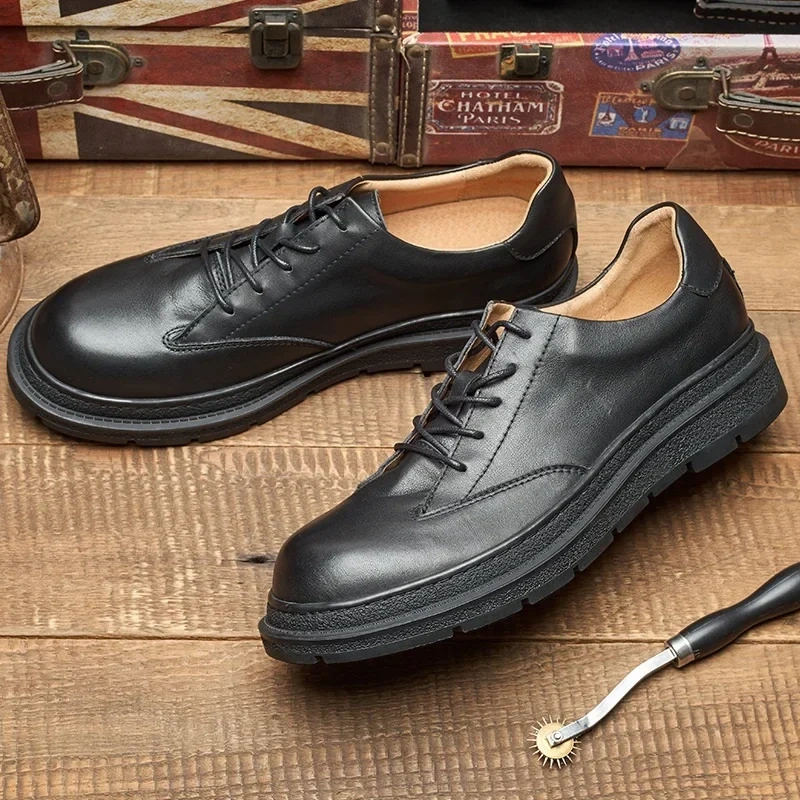 Spring Summer Fashion Leisure British Style Chunky Bottom New Arrival Genuine Cow Leather Shallow Mouth Single Shoes 230510