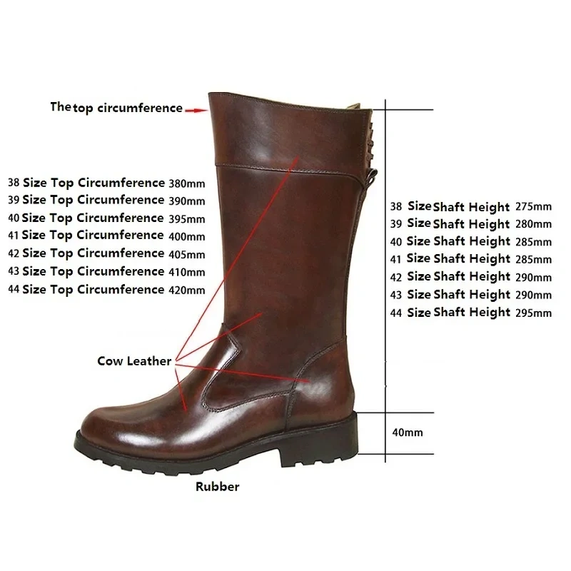 Spring Autumn British Style Thick Heels Brown Genuine Leather Men Mid-Calf Knight Boots Male Half Equestrian Botas 0928