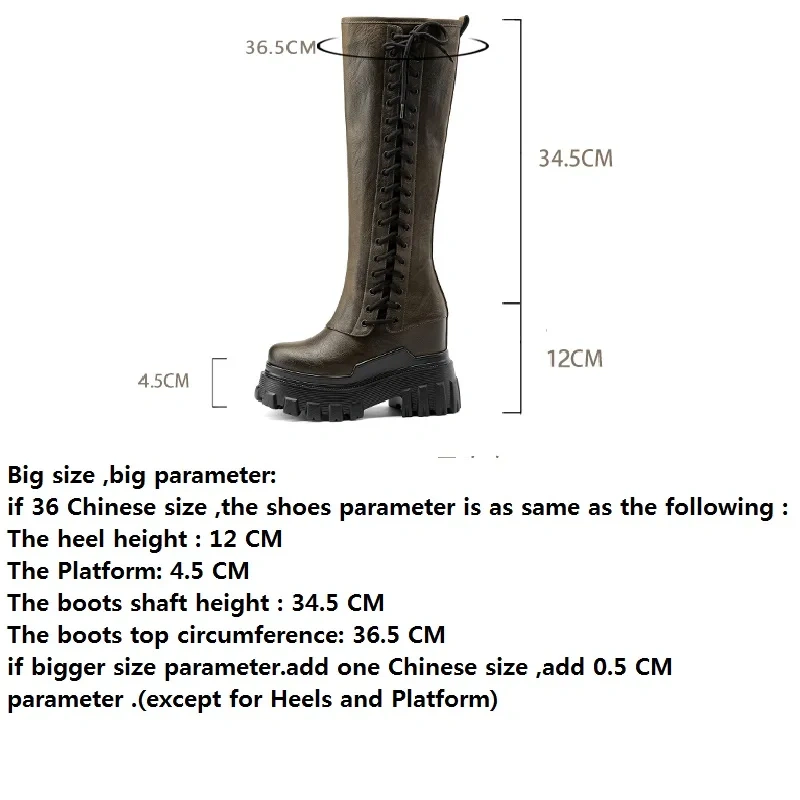 Spring Autumn New Slim Height Increasing Platform Cross-tied Genuine Leather Women Knee-High Long Modern Boots Winter Plush 2310